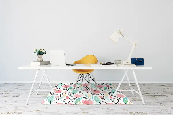 Office chair mat red flowers