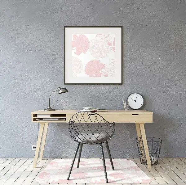 Desk chair mat pink flowers