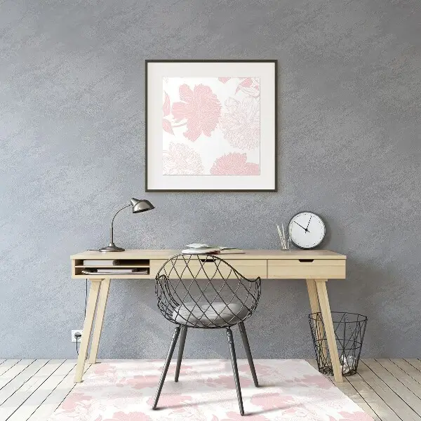 Desk chair mat pink flowers
