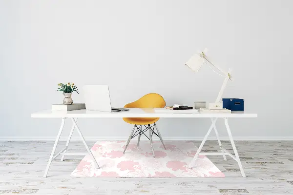 Desk chair mat pink flowers