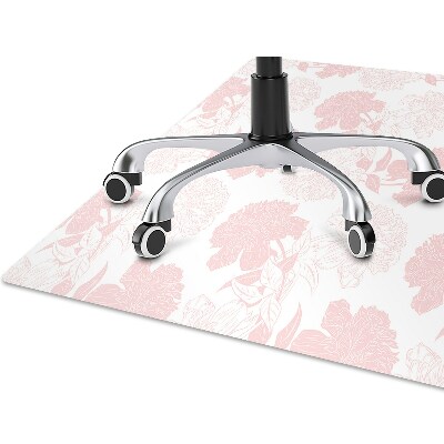 Desk chair mat pink flowers