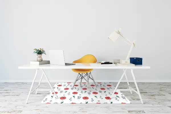 Chair mat Red poppies field