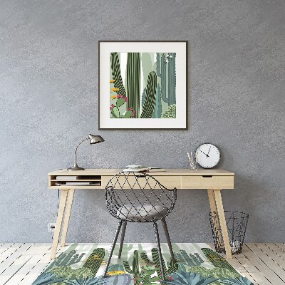 Chair mat floor panels protector flowering cacti