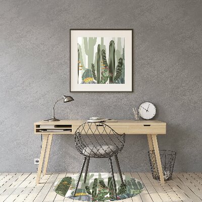 Chair mat floor panels protector flowering cacti