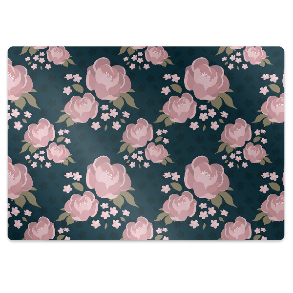 Desk chair mat pink flowers