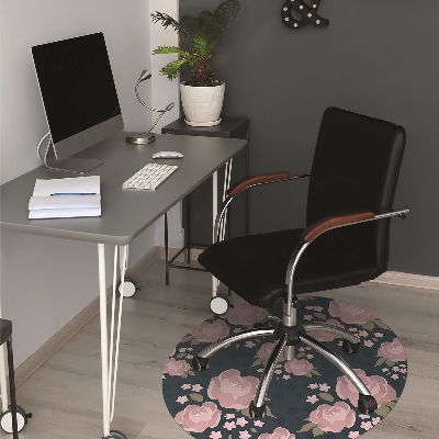 Desk chair mat pink flowers