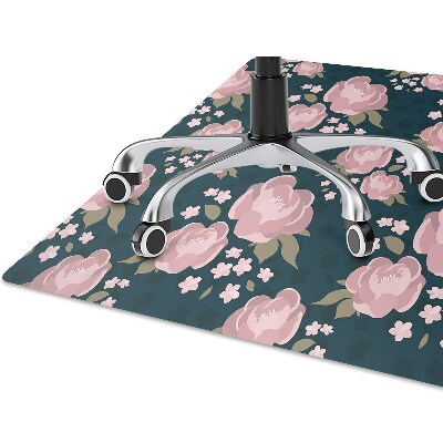 Desk chair mat pink flowers