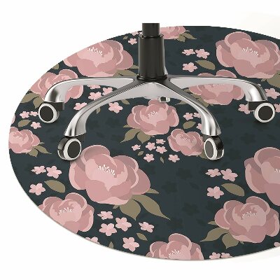 Desk chair mat pink flowers