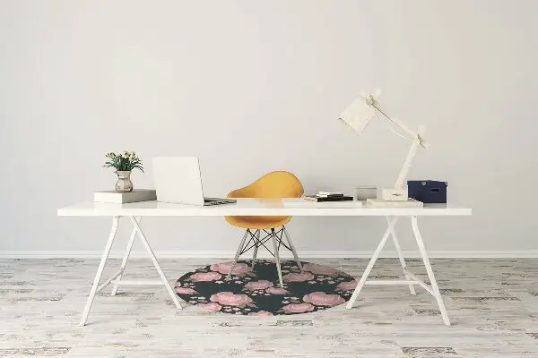 Desk chair mat pink flowers