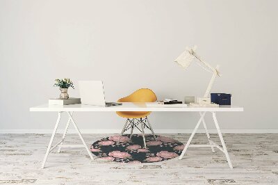 Desk chair mat pink flowers