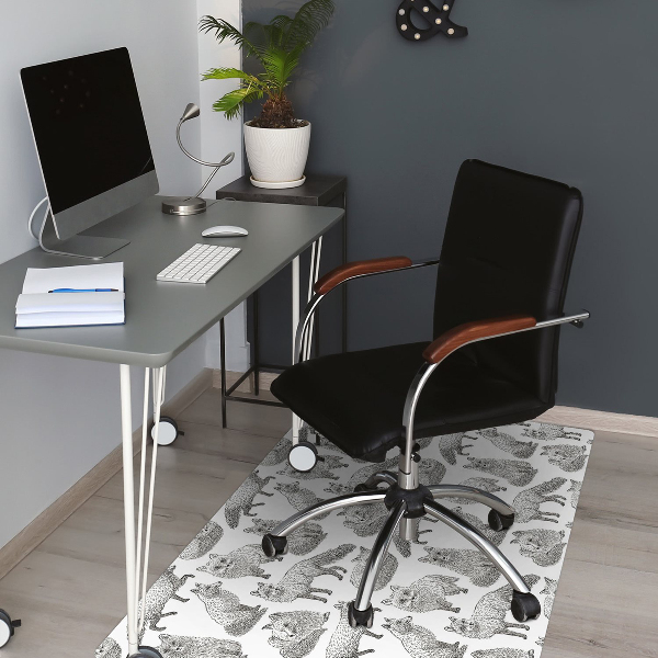 Desk chair mat drawn foxes