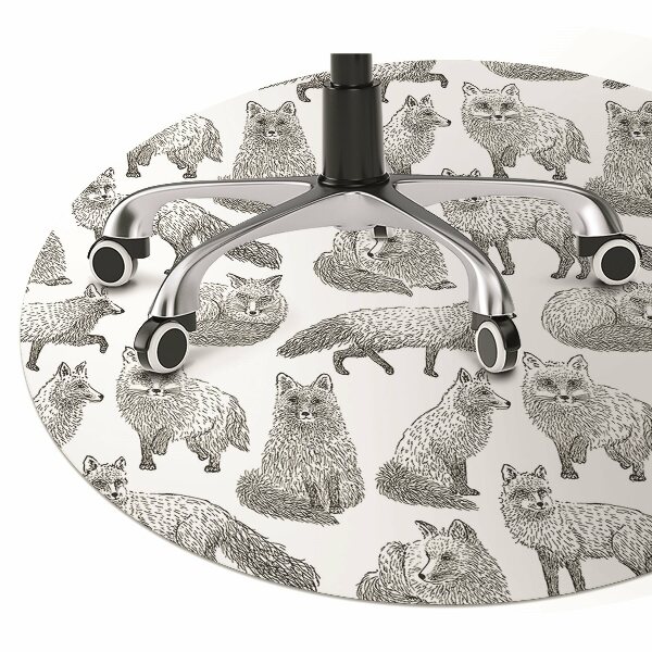 Desk chair mat drawn foxes