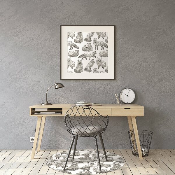 Desk chair mat drawn foxes