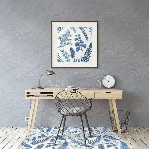 Chair mat floor panels protector blue fern