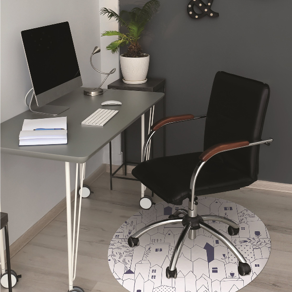 Office chair mat sketched city