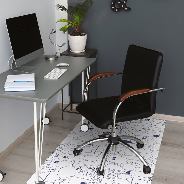 Office chair mat sketched city
