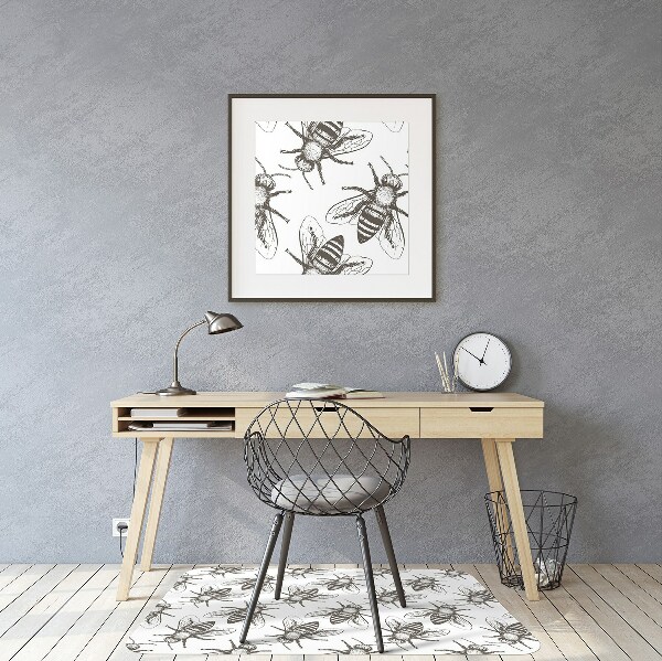 Desk chair mat bees pattern