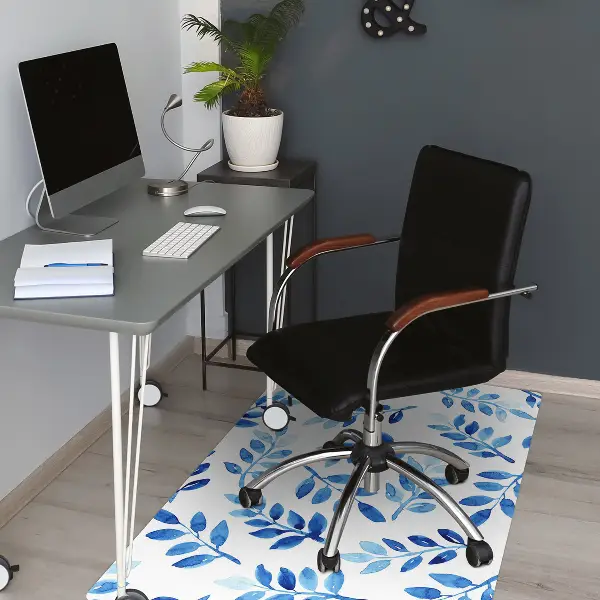 Office chair floor protector blue watercolor