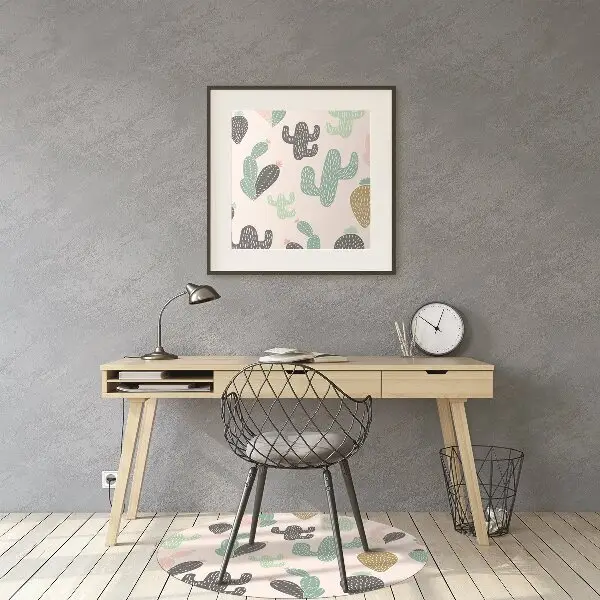 Chair mat floor panels protector colorful cacti