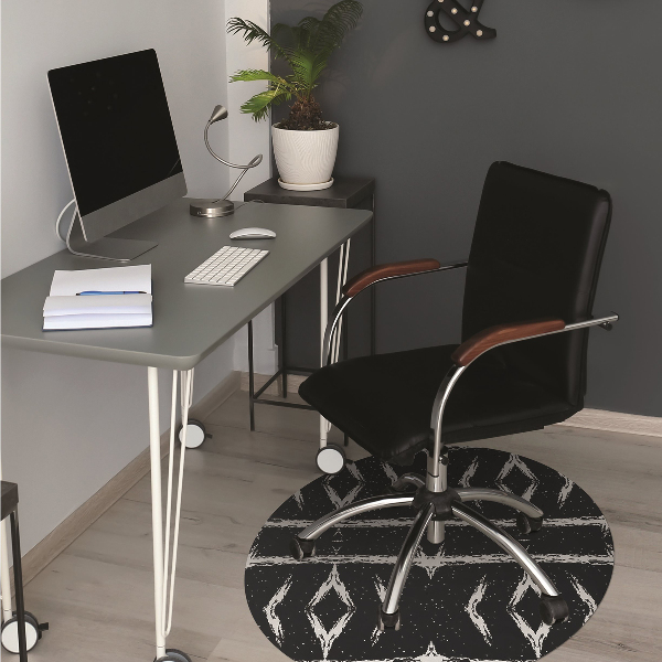 Office chair mat black abstraction