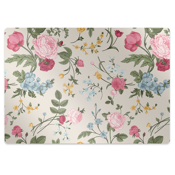 Office chair mat Colorful flowers