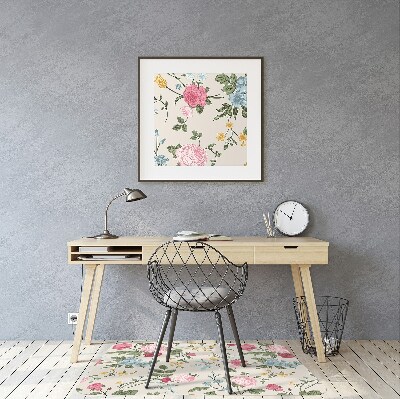 Office chair mat Colorful flowers