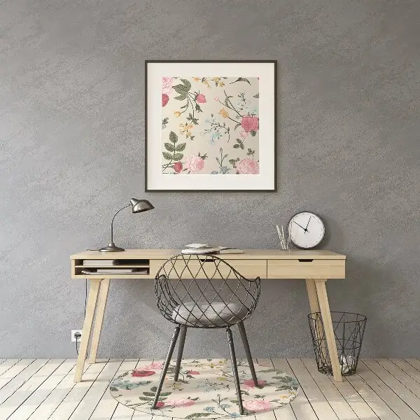 Office chair mat Colorful flowers