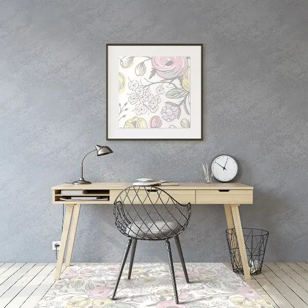 Office chair mat Colorful flowers