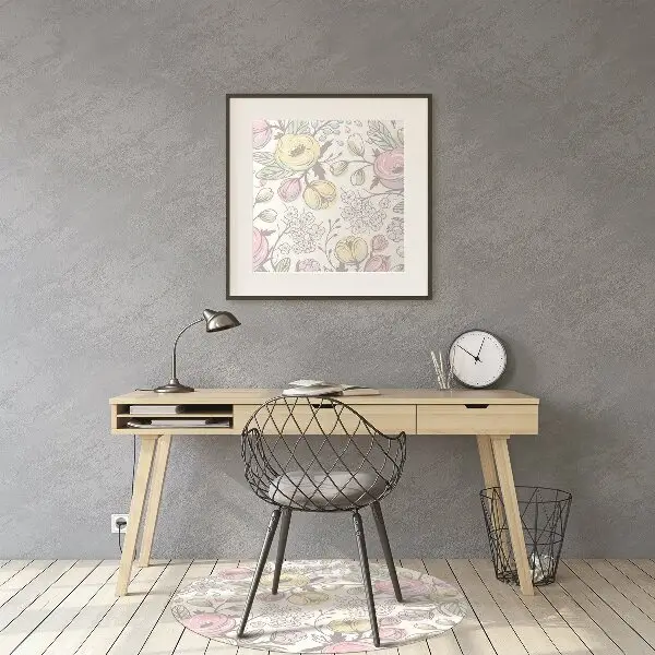 Office chair mat Colorful flowers