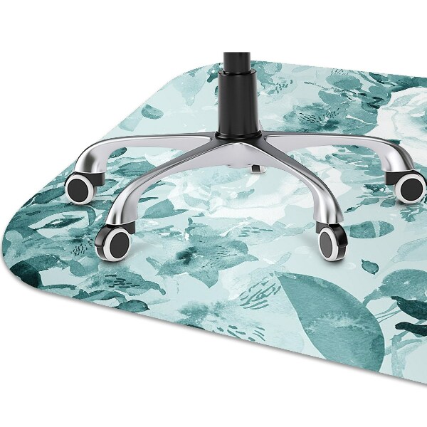 Office chair mat blue flowers