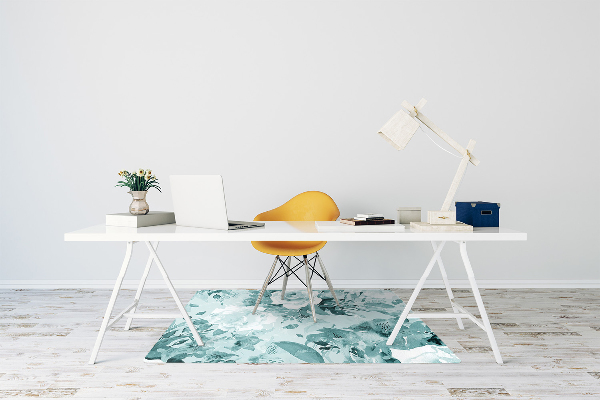 Office chair mat blue flowers