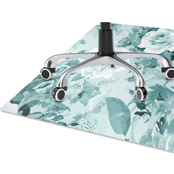 Office chair mat blue flowers