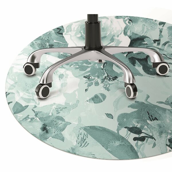 Office chair mat blue flowers