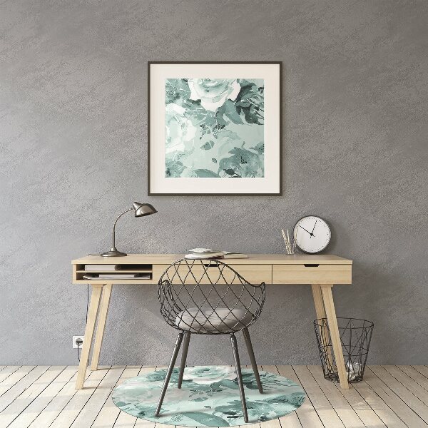 Office chair mat blue flowers