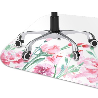 Desk chair mat pink flowers