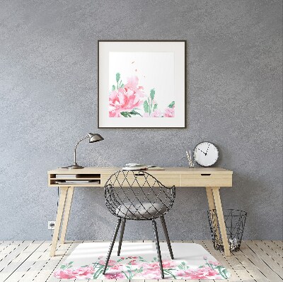 Desk chair mat pink flowers