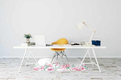 Desk chair mat pink flowers