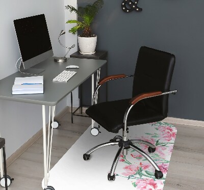 Desk chair mat pink flowers