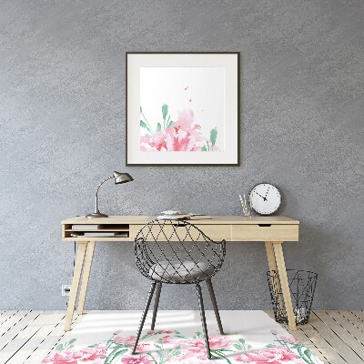 Desk chair mat pink flowers