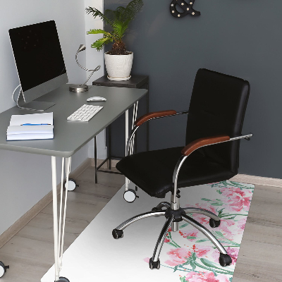 Desk chair mat pink flowers