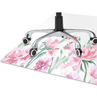 Desk chair mat pink flowers