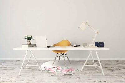 Desk chair mat pink flowers