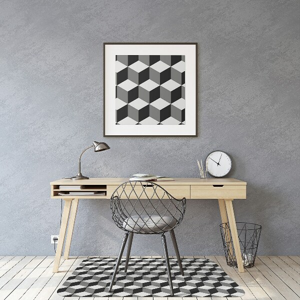 Office chair mat 3D cubes pattern