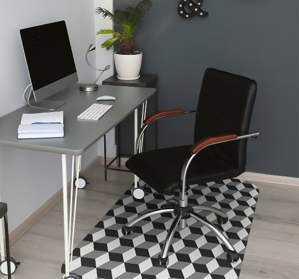 Office chair mat 3D cubes pattern