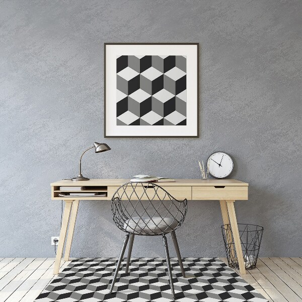 Office chair mat 3D cubes pattern