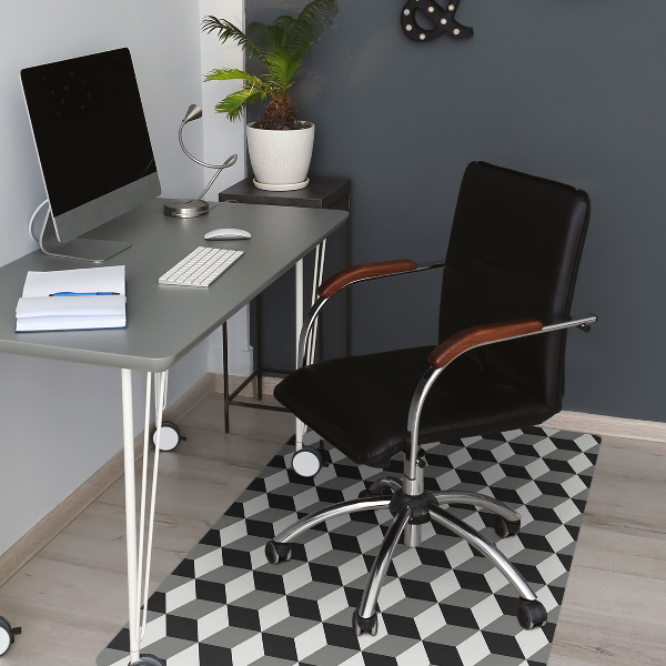 Office chair mat 3D cubes pattern