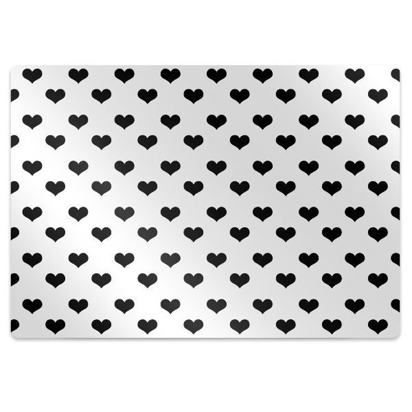 Computer chair mat black hearts