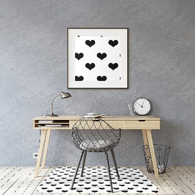 Computer chair mat black hearts