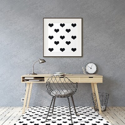 Computer chair mat black hearts