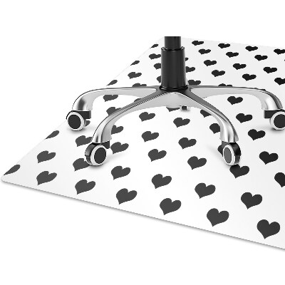 Computer chair mat black hearts